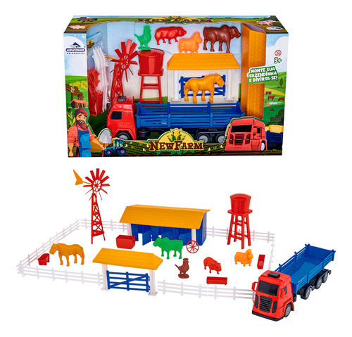 New Farm Fazendinha Completa Animais Do Campo Com Caminhão 0