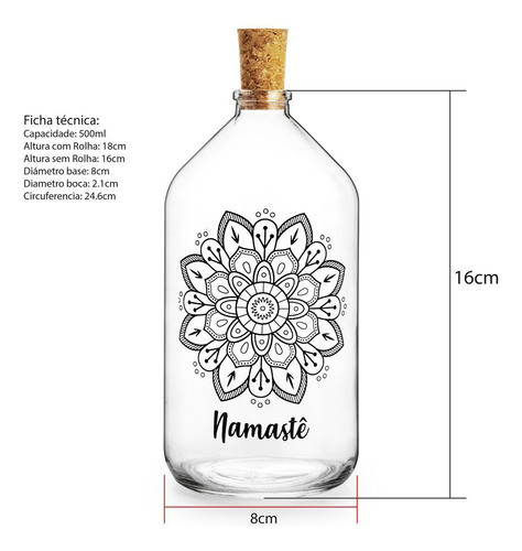 Garrafa Decorativa De Vidro 500 Ml Mandala Decoração 1