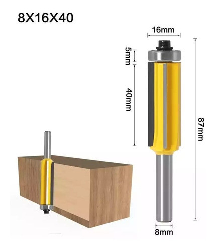 Fresa Recta Copiador 40mm 4 Filos Vástago 8mm Router Tupi 1