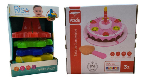 Torta Cumpleaños D Madera Acacia+apilable Giratorio D Regalo 0