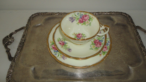 Trio Te Ingles Porcelana Antiguo Divino Diseño Floral Vealo 0