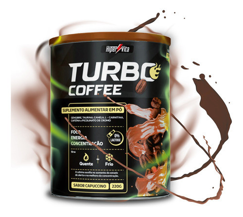 Turbo Coffe Premium Zero Lactose Sabor Cappuccino 220g 1