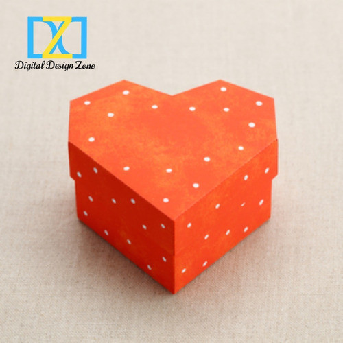 Caja Roja Y Blanca Con Forma De Corazón Para Imprimir 0