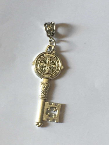 Llave De San Benito 7cm Medalla Mediana Plata Tibetana 0