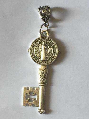 Llave De San Benito 7cm Medalla Mediana Plata Tibetana 1