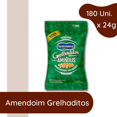 Amendoim Grelhaditos Santa Helena - 3 Sacos/ 180 Pcts De 24g 1