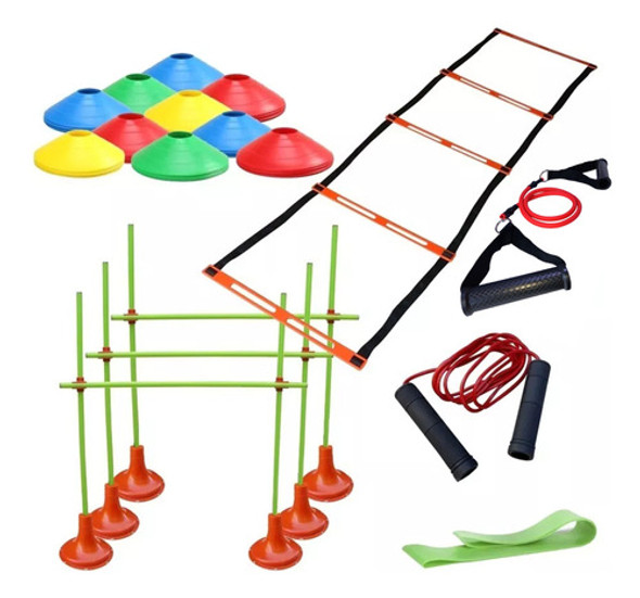 Kit Entrenamiento Vallas Baston Soga Banda Conos Escalera 0