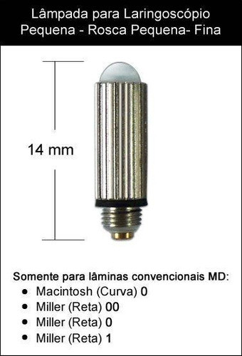 Lâmpada Para Laringoscópio Convencional Rosca Pequena Md 1