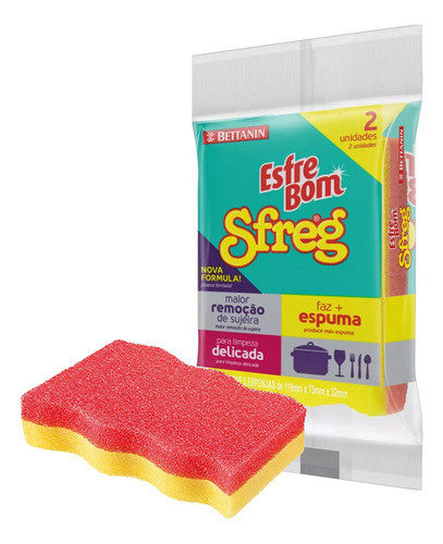 2 Unidades Esponja Esfre Bom Bettanin Sfreg Dupla Face 0