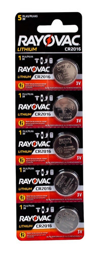 Pila Cr2016 3v Pack X5 Rayovac Pila Boton Cr 2016 0