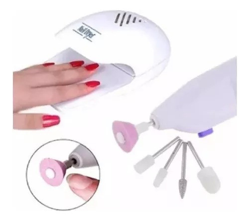 Set  Secador Y Torno Para Uñas Al Arie Puntas Fresa 1