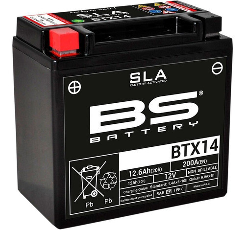 Bateria Moto Bs Battery Btx14 Bmw F800 0