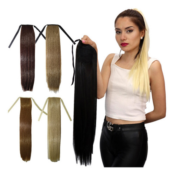 5 Extensiones Pelo Sintético Cola Caballo Premium A Eleccion 0