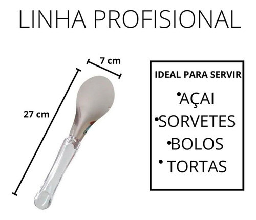 Conj 4 Espátula Para Sorvete Açai Inox 26cm Cabo Transparen 1