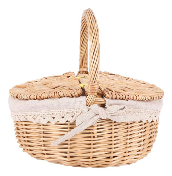 Cesta De Vime Artesanal Com Alça, Bolsa De Piquenique Mim 0