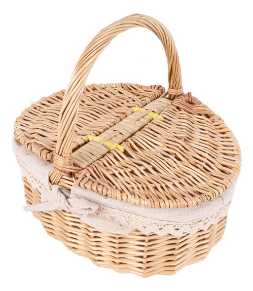 Cesta De Vime Artesanal Com Alça, Bolsa De Piquenique Mim 1