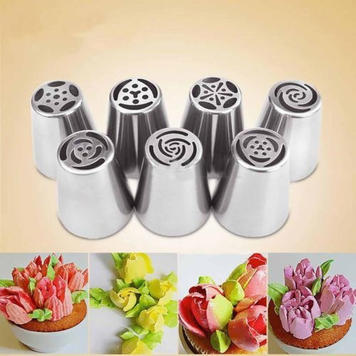 7pack Tulipán Ruso Glaseado Boquillas De Tubería Torta Hojal 1