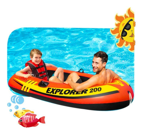 Bote Inflable Explorer 200 185x94x41 Cm  1 Adul+1 Niño Intex 0