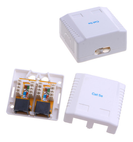 Placa De Parede Ethernet Keystone Jack Cat6 2 Portas Branca 1
