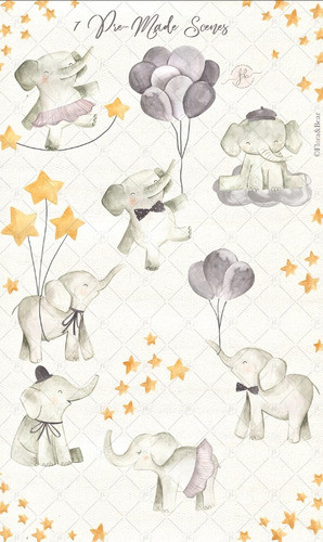 Kit Imagenes Png Cliparts Elefante Nena Niña Acuarela Fb25 1