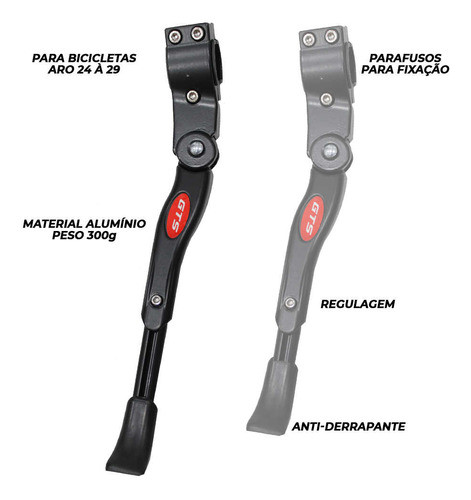 Descanso Pezinho Lateral Para Bicicleta C/ Regulagem 1