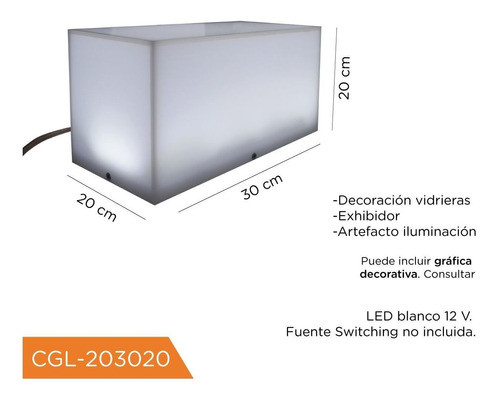 Caja De Acrílico Luminosa Cgl-203020 1