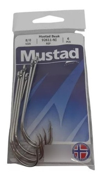 Anzuelo Mustad 92611 Ni N° 8/0 Paquete X6 Unidades 0