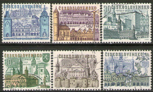Checoslovaquia Serie X 6 Sellos 7° Centenario Ciudades 1965 0