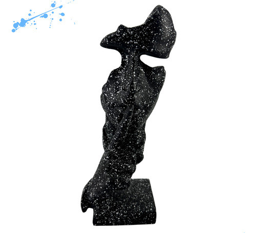 Estatueta Pensador Em Sinal De Silêncio Face Abstrata Rosto 0