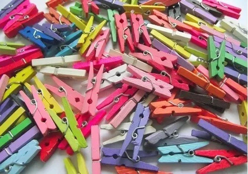 24 Broches De Madera 4cm De Colores Pack Motricidad Fina 1
