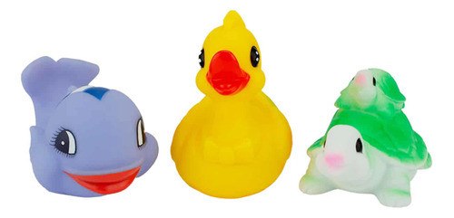 Brinquedo Infantil Para Banho 3 Bonecos Animais Aquáticos 0