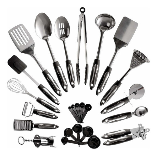 Juego De Utensilios De Cocina De Acero Inoxidable De 25 Pie. 0