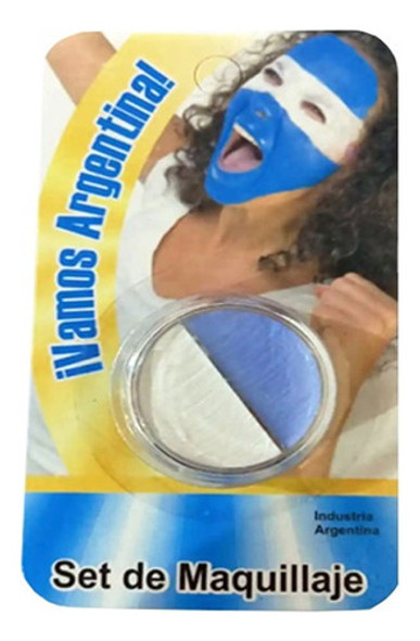 Maquillaje Mundial Argentina Pintura Cara Celeste Blanco 0