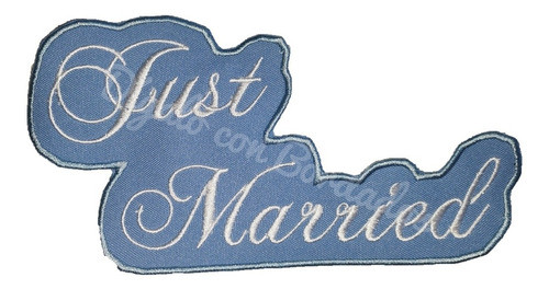 Aplique Bordado Just Married Casamiento Parche Flores 1