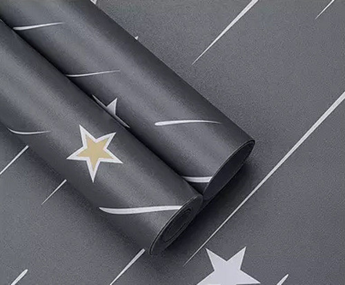 Papel Adhesivo Estrellas Fugaces Color Gris Oscuro 1mtx45cm 1