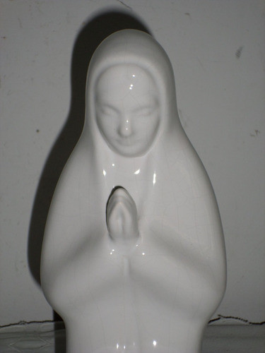 Bella Virgen Maria Orante De Ceramica Blanca De Gran Tamaño 0