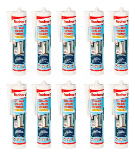 Sellador Acrilico Pintable 310ml Premium Fischer Pack X10u 0
