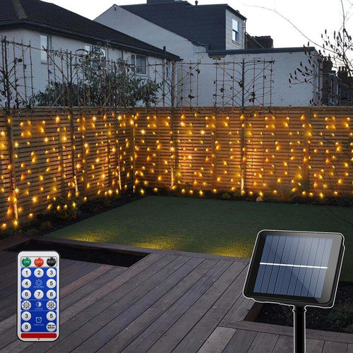 ~? Luces De Cortina Solares Al Aire Libre, 33ftx 3ft 500 Led 0