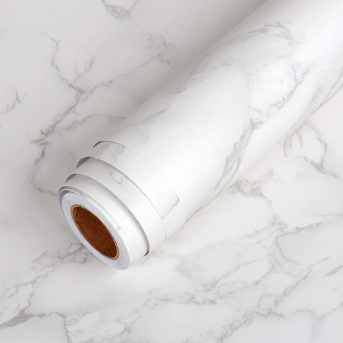Vinilo Para Mesada - Marmol Blanco 60 X 300 Cm 0