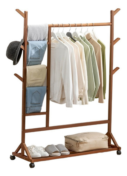 Perchero C/ruedas Madera Bambú Oscuro 100x155 Cm Circuit 0