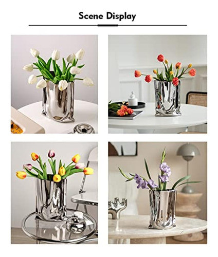 Itsart Florero De Plata, Jarrón De Cerámica Minimalista De 9 1