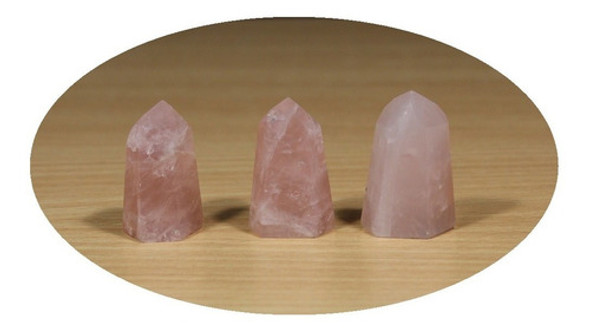 Cuarzo Rosa Natural Puntas Tameana Con Base Plana De 6 Caras 0