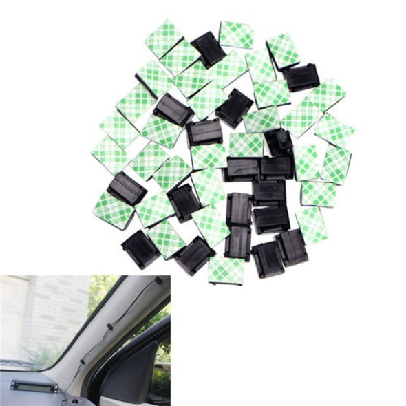 50pcs Alambre Clip Negro Coche Tie Rectángulo Titulares Mont 1