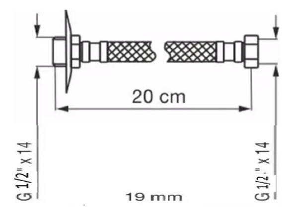 Flexible Fv Mallado 1/2 X 20 Acero Inoxidable 0261 Agua 1 Flexible Fv Mallado 1/2 X 20 Acero Inoxidable 0261 Agua 1