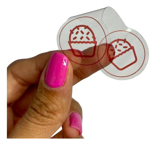 30un Lacre Adesivo Transparente  Brigadeiro  - Vermelho 0