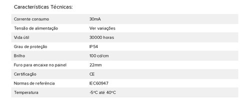 Kit C/ 20 Un Sinaleiro A Led 22mm 12v Branco 1