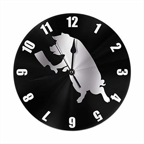 Mjclocks Pig With Butcher 10 Pulgadas Diseño Redondo Clasi 0