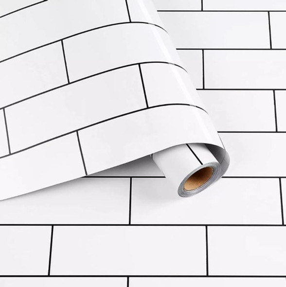 Rollo De Pvc Vinilo Simil Contact Subway Blanco 0,60 X 5 Mts 0