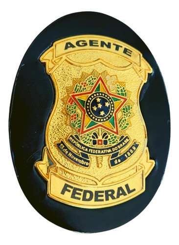 Distintivo Em Couro Com Brasão - Agente Federal 0