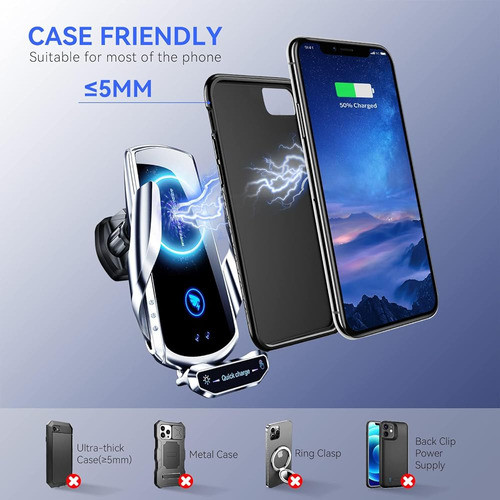 Soporte De Cargador De Coche Inalámbrico 15w Qi Carga Rápida 1